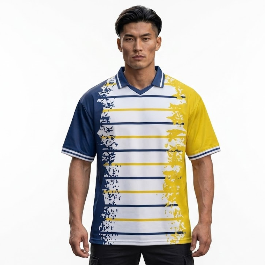 Men’s Oversized Yellow & Blue Printed T-Shirt