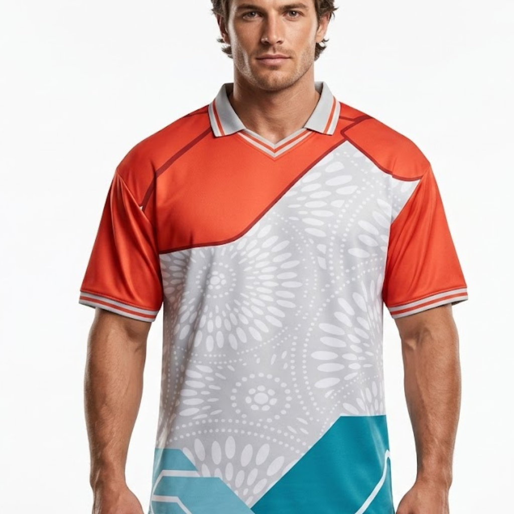 Men’s Oversized Red, White & Blue Printed T-Shirt