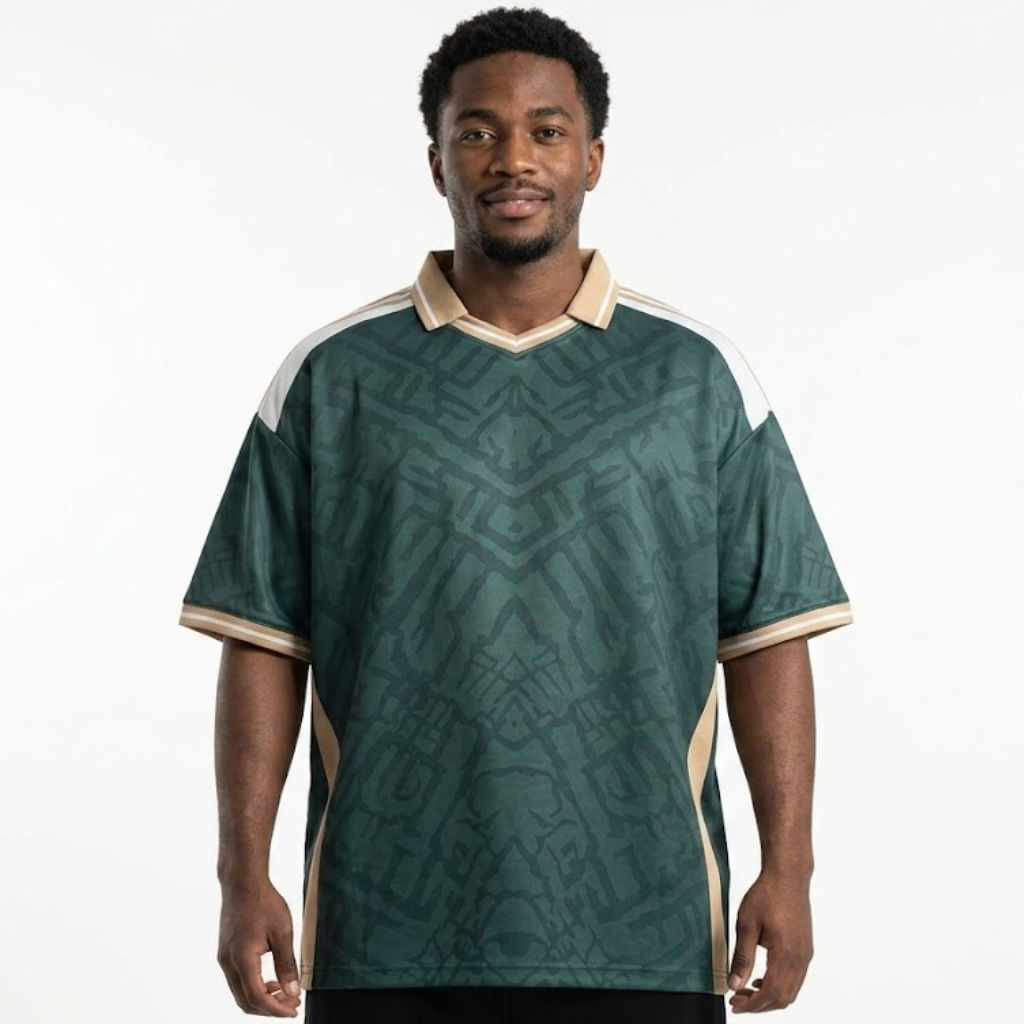 Men’s Oversized Green & Cream T-Shirt