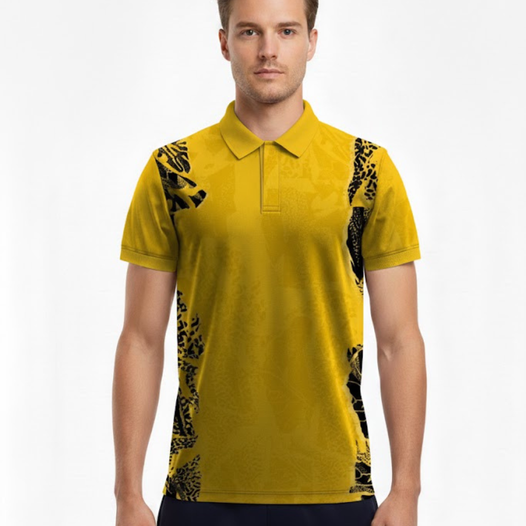 Men’s Yellow T-Shirt with Black Print