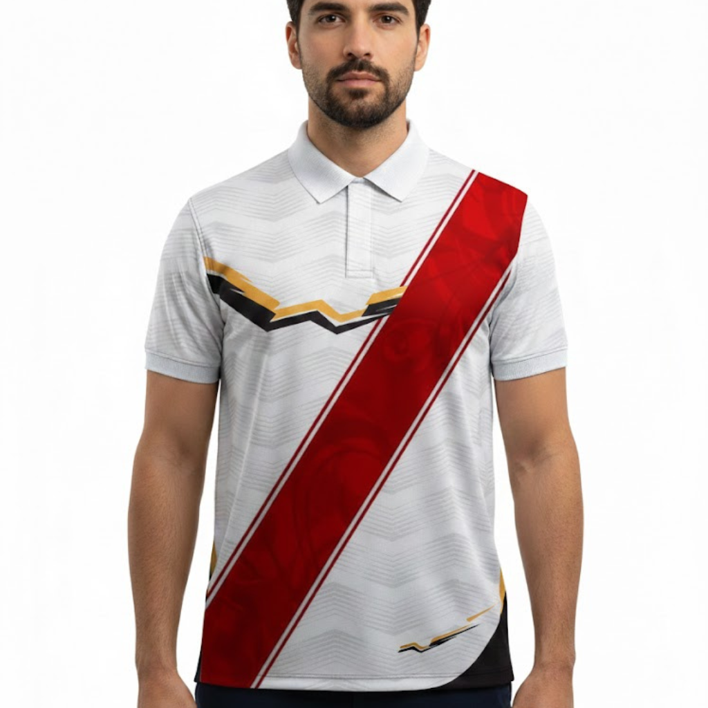 Men’s White T-Shirt with Red Border