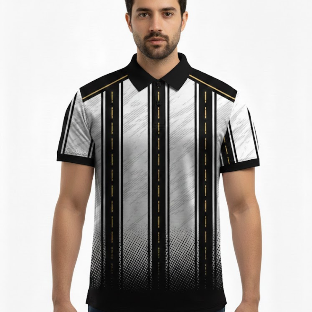 Men’s White T-Shirt with Black Stripes