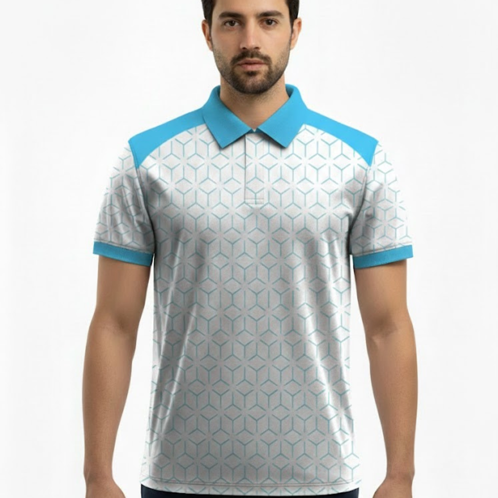 Men’s White T-Shirt with Blue Stripes