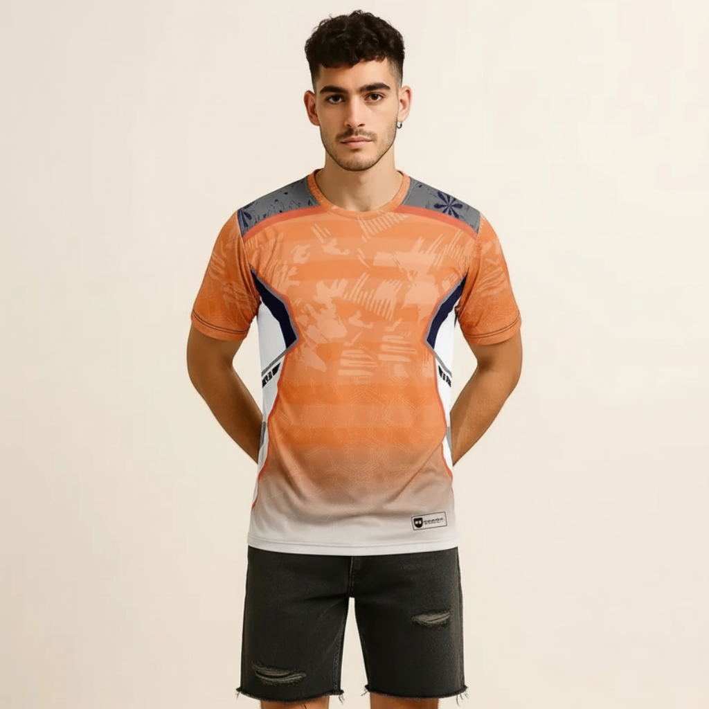 Men’s Orange Round Neck T-Shirt