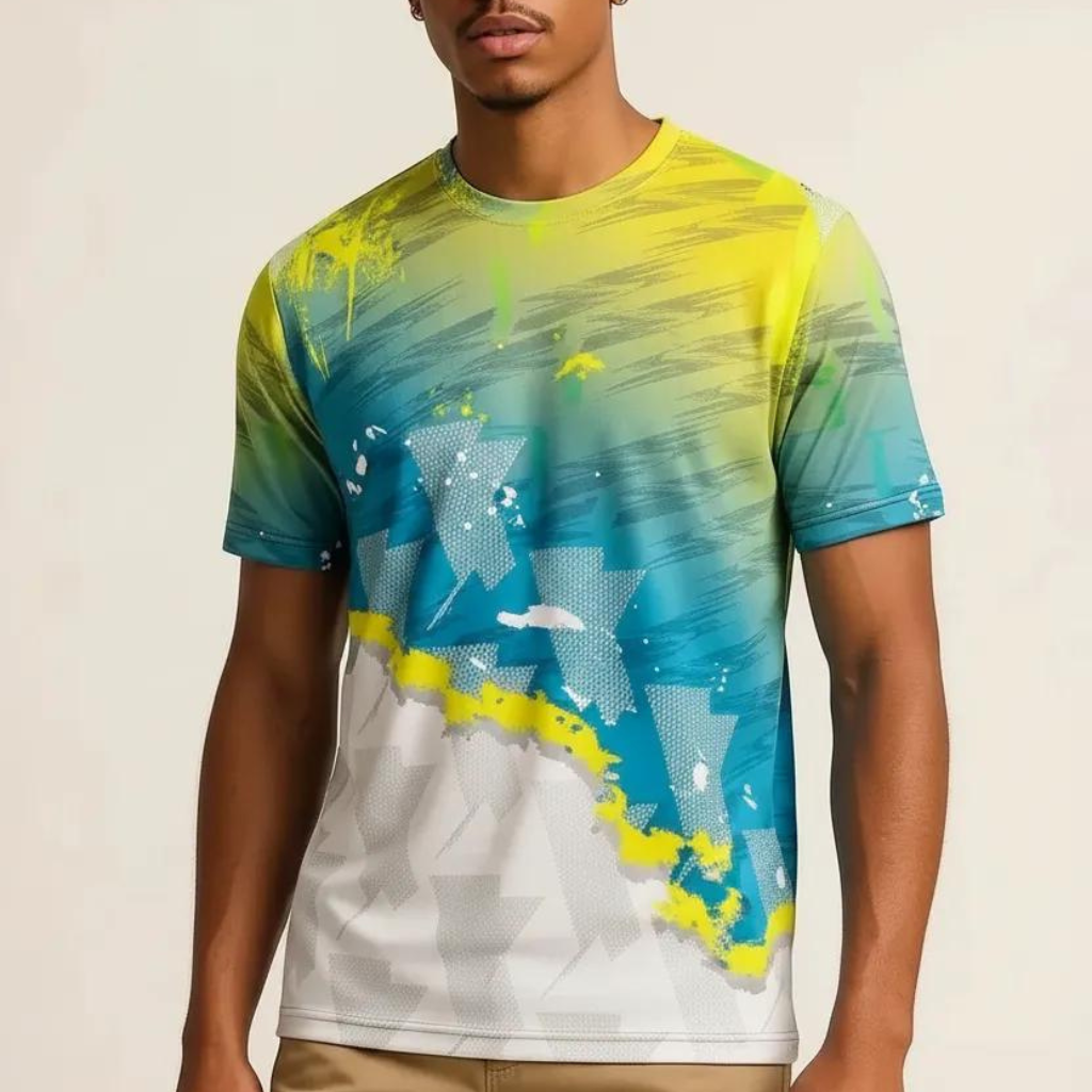 Men’s Green & Yellow Round Neck T-Shirt