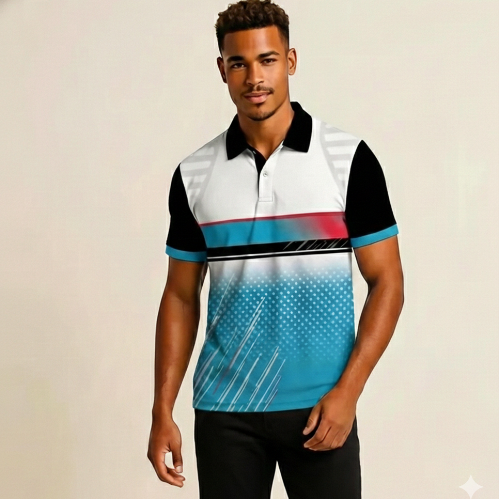 Men’s Sea Blue Collar T-Shirt