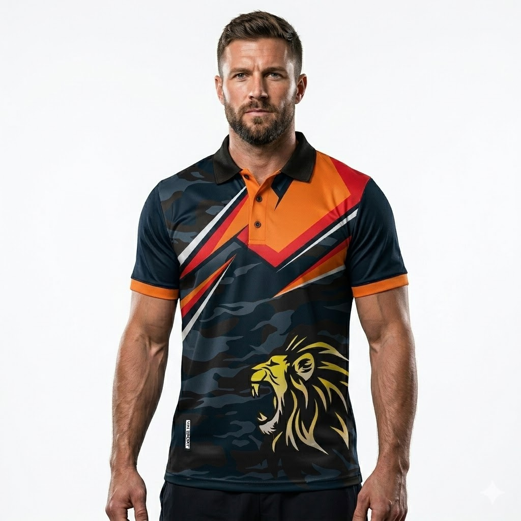 Men’s Black & Orange Collar T-Shirt